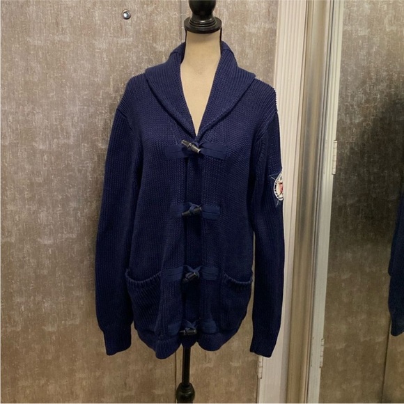 Polo RL Navy Blue Knit toggle Cardigan, L - Picture 1 of 9